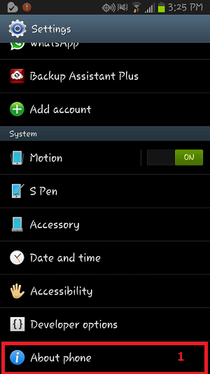 Android Settings, About Phone
